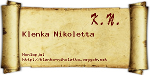 Klenka Nikoletta névjegykártya